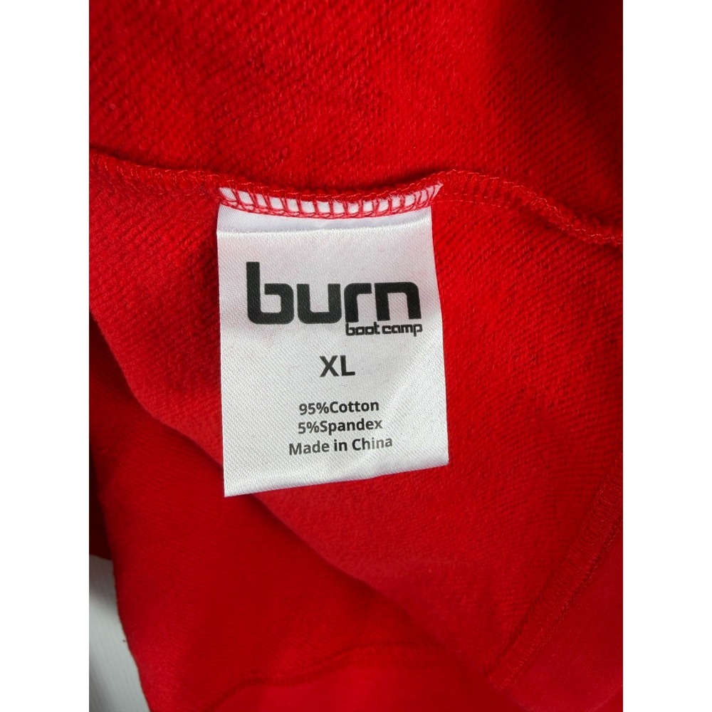Burn Boot Camp Womens XL Red Cropped Hoodie Sweatshirt Cotton Oversized Workout - Picture 9 of 10